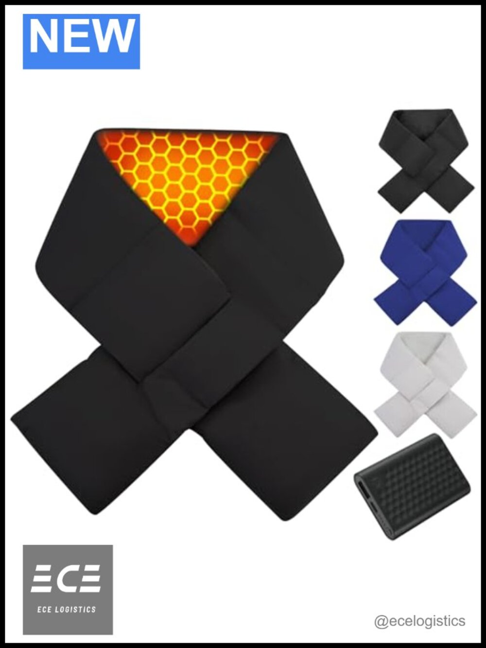 Graphene Heated Puffer Scarf Neck Warmer 6000mAh Battery
